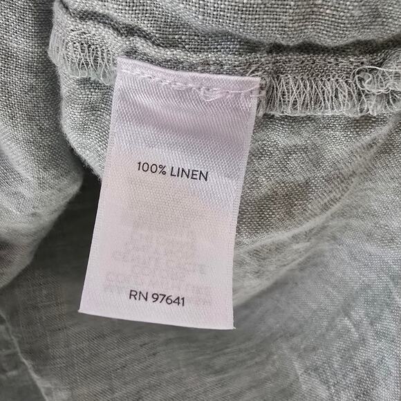 J. Jill Linen Turquoise Blue Three-Quarter Length V-Neck Blouse Size L Large - Picture 12 of 13